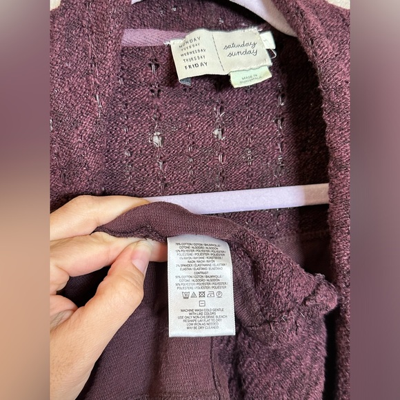 Anthropologie plum cardigan with pockets size Sm - Picture 2 of 3
